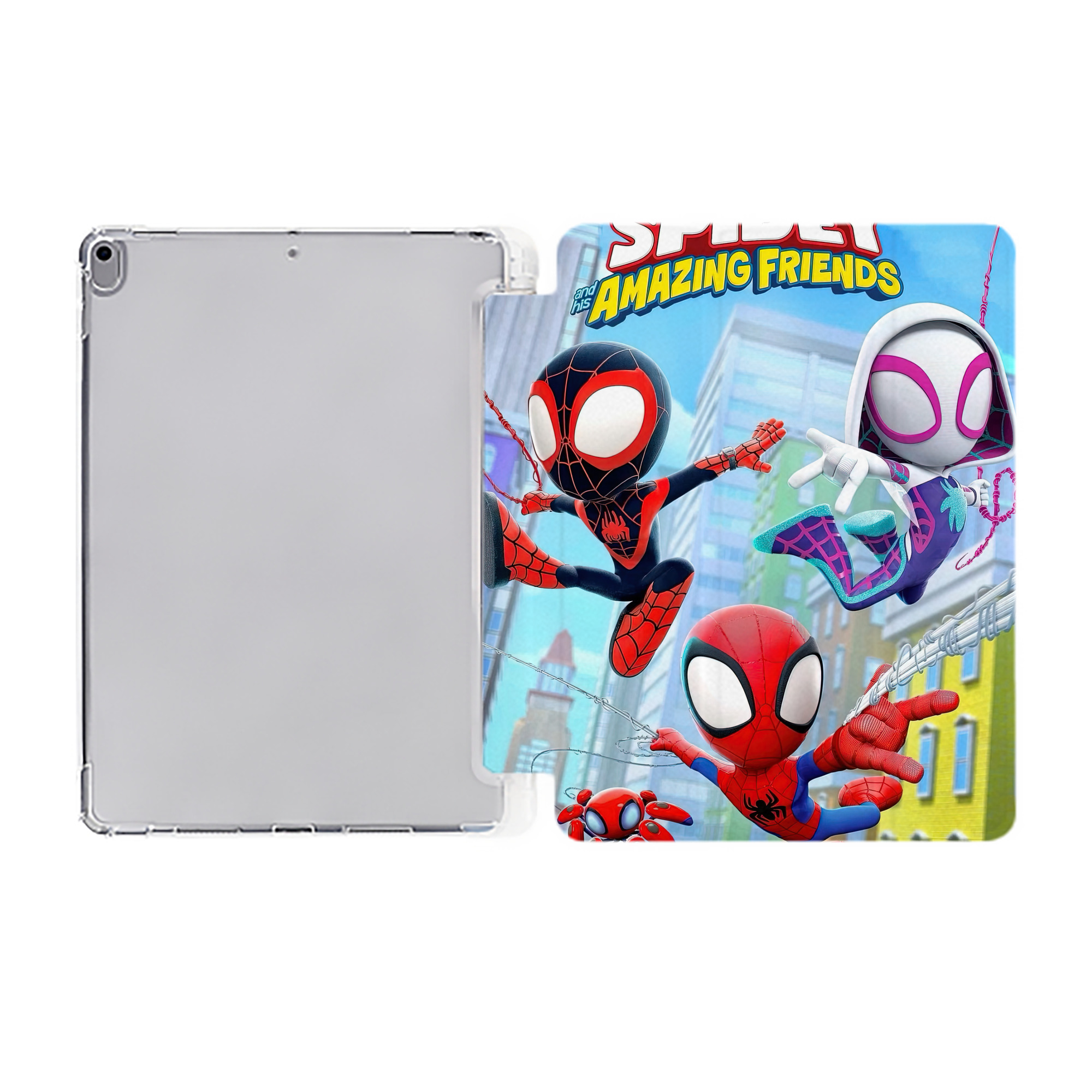 （画像用） Spider Man スパイダーマン IPad ケース ペン収納付き 三つ折りスタンド PUレザー×シリコン 対応機種9.5/10.5/10.9インチ
